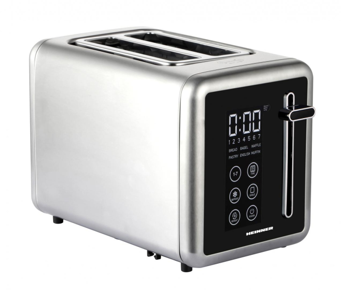 Prajitor de paine, capacitate 2 felii, decongelare, display digital, touch, 7 nivele rumenire, Inox, HEINNER [3]