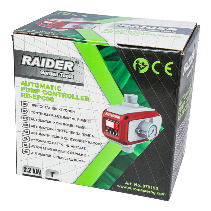 Presostat electronic, automat, hidrofor, manometru, 2200W, display, control digital, 10 bar, 1/4"tol, RAIDER [4]