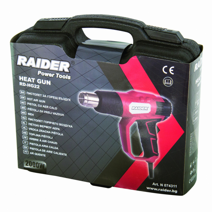 Pistol aer cald, 2000W, 2 trepte si accesorii, geanta plastic, RAIDER RDP-HG22 [3]