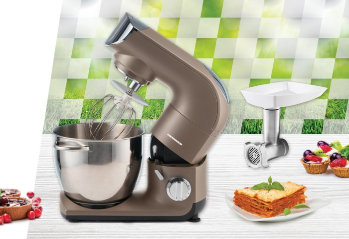 Robot de bucatarie, putere 1500 W, bol inox 5.5 L, tel inox, 6 viteze + Pulse, accesoriu masina de tocat, HEINNER [9]