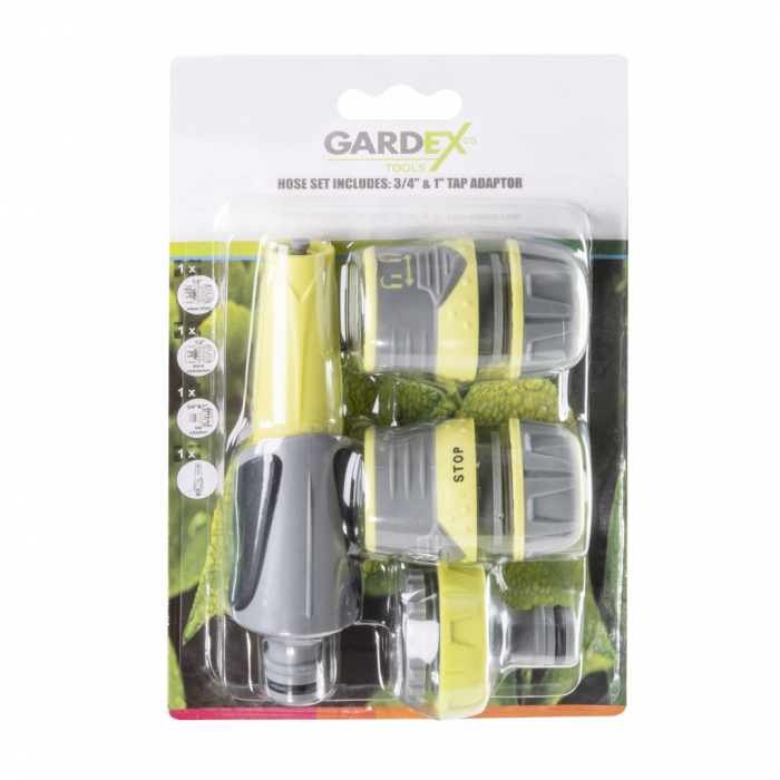 Set duze furtun, adaptor robinet 3/4" 1", si conectori, LUXE GX, Gardex 404000 [2]