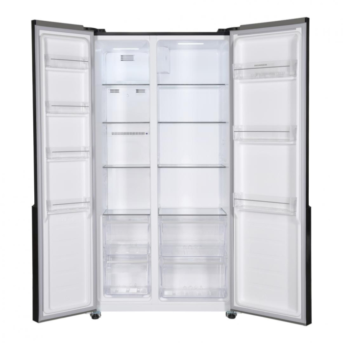 Side by Side HEINNER HSBS-HM442NFGBKE++, 442 L, Clasa E, Full No Frost, Compresor Inverter, Display LED Touch, Smart, Super Răcire, Super Congelare, H 177 cm, Sticlă Neagră. [2]