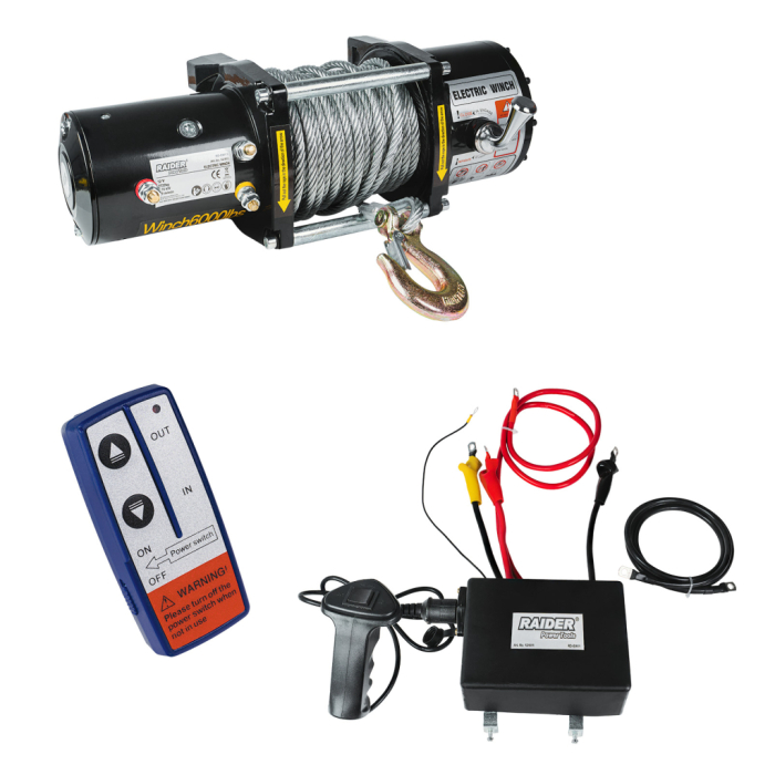 Troliu electric, 12 V, remorcare 2722 kg, 2.76 KW, cablu 24 m (7.2mm), telecomanda, RAIDER [3]
