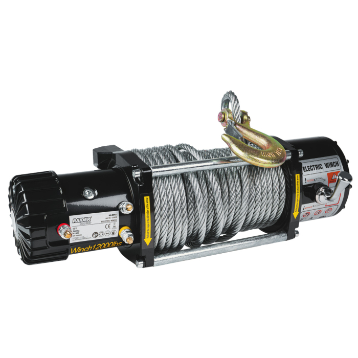 Troliu electric, 12 V, remorcare 5443 kg, 4.5 KW, cablu 29 m (9.5mm), telecomanda, RAIDER [2]