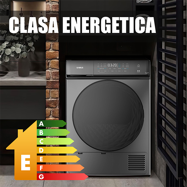 Uscator de rufe, capacitate 9 kg, pompa de caldura, 15 programe, afisaj electronic, Gri inchis, SAMUS [7]