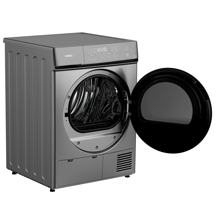 Uscator de rufe, capacitate 9 kg, pompa de caldura, 15 programe, afisaj electronic, Gri inchis, SAMUS [5]