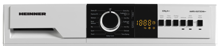 Uscator de rufe cu pompa de caldura, capacitate 10 kg, clasa A, display LED, 15 programe, Alb, HEINNER [2]