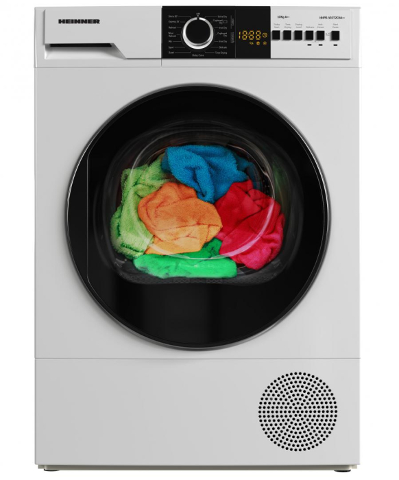 Uscator de rufe cu pompa de caldura, capacitate 10 kg, clasa A, display LED, 15 programe, Alb, HEINNER [1]