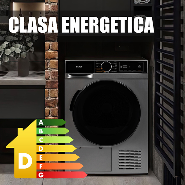 Uscator de rufe cu pompa de caldura, capacitate 8 kg, 15 programe, afisaj digital, rotire dublu sens, programator electronic, Antracit, SAMUS [5]