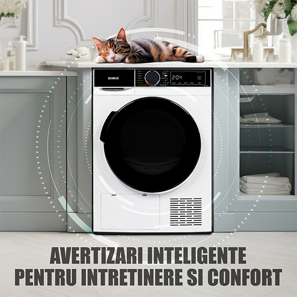 Uscator de rufe cu pompa de caldura, capacitate 8 kg, 15 programe, afisaj digital, rotire dublu sens, SAMUS [13]