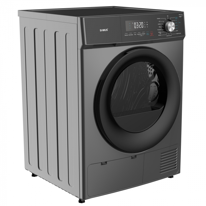 Uscator de rufe cu pompa de caldura, capacitate 8 kg, 16 programe, afisaj electronic,, clasa E, Gri inchis, SAMUS [3]