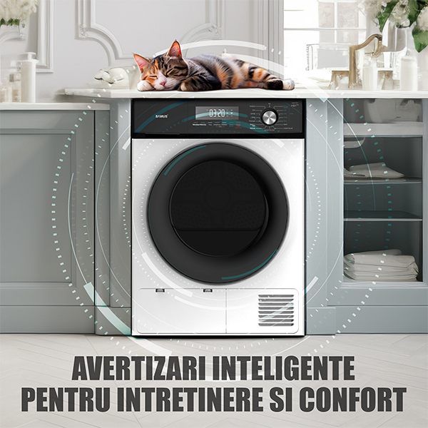 Uscator de rufe cu pompa de caldura, capacitate 8 kg, 16 programe, afisaj electronic, programator electronic, clasa E, rotatie dublu sens, SAMUS [12]
