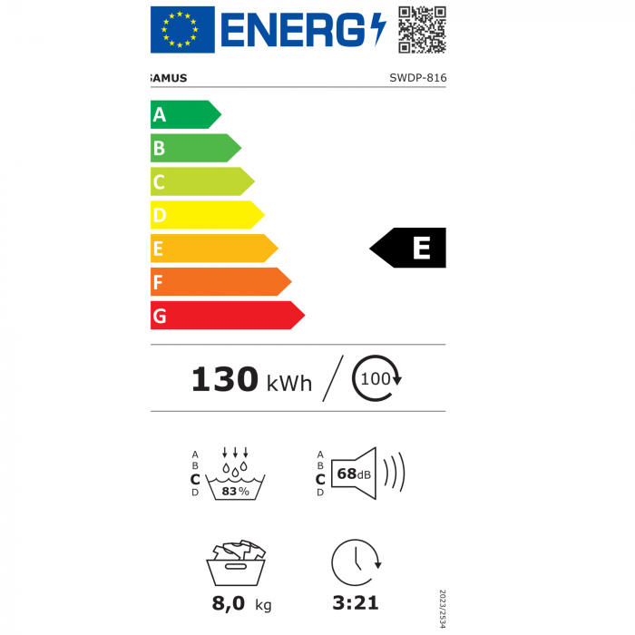 Uscator de rufe cu pompa de caldura, capacitate 8 kg, 16 programe, afisaj electronic, programator electronic, clasa E, rotatie dublu sens, SAMUS [14]