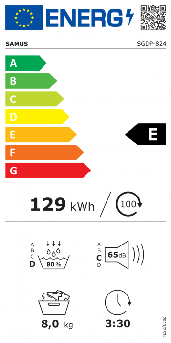 Uscator de rufe cu pompa de caldura, capacitate 8 kg, 16 programe, programator electronic, SAMUS [16]