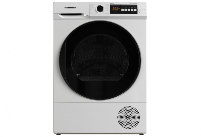 Uscator de rufe cu pompa de caldura, capacitate 9 kg, clasa A, 15 programe, display LED, Alb, HEINNER [1]