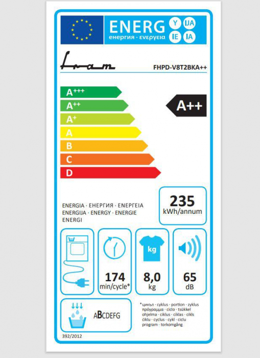 Uscator de rufe cu pompa de caldura, display LED, A++, functie antisifonare, A++, capacitate 8 kg, 15 programe, FRAM [2]