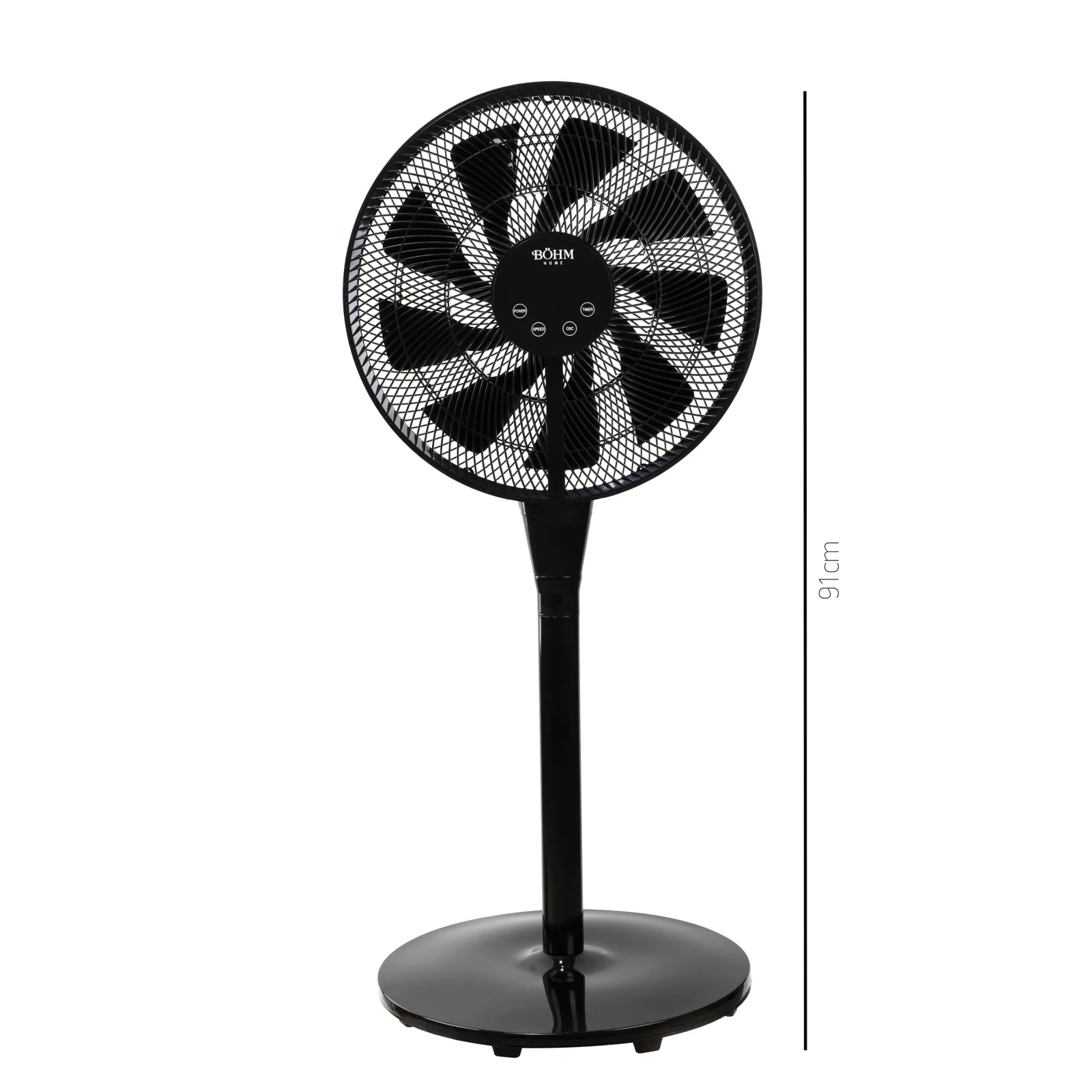Ventilator cu acumulator, pentru podea, Li-ION, 25W, 8 pale, 8 trepte, afisaj LED, 129 cm, telecomanda, negru, BOHM [6]