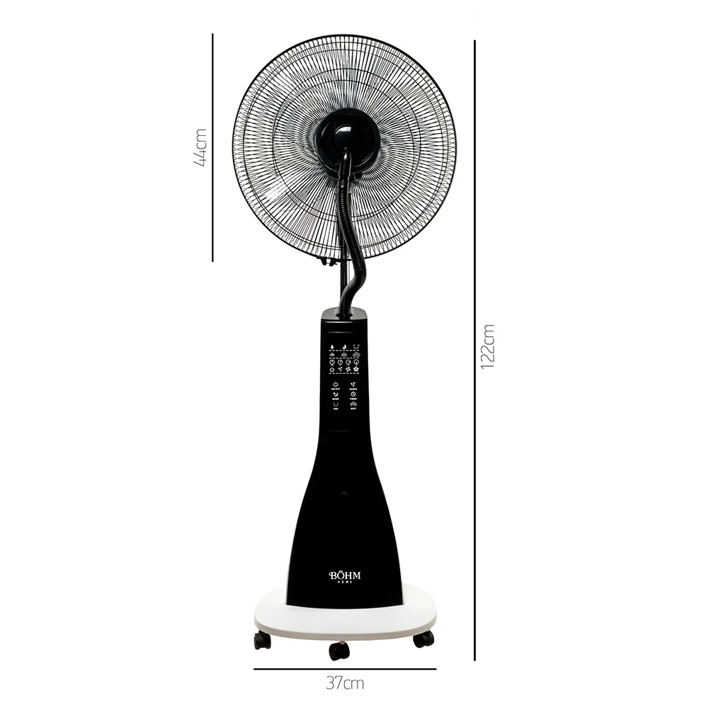 Ventilator cu pulverizare apa, umidificare, roti, capacitate 3.1 L, 3 trepte, 200 ml/h, BOHM [2]
