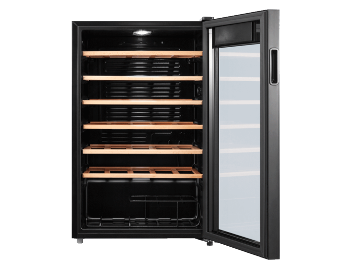 Vitrină vinuri TESLA RW092M, 93 L, 34 Sticle, Control Electronic 5–18°C, Display Exterior, Rafturi din Lemn, Iluminare LED, 39 dB, H 84,5 cm, Negru [2]