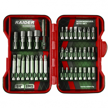 Truse & Seturi Surubelnite - Set,trusa biti si adaptoare pt. surubelnita 37pcs RAIDER 157793