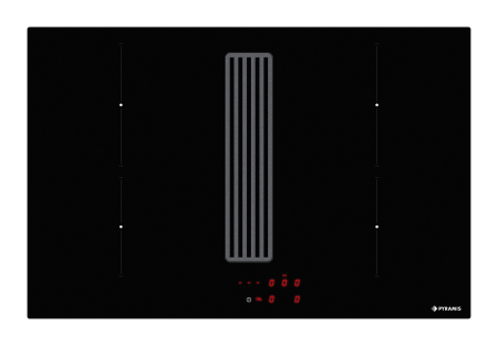 Plite pe inductie - Ansamblu Plita pe inductie cu hota incorporata, sticla neagra, 3000W, 4 + 1 Boost, absorbtie 580 m³/h, clasa A, filtre aluminiu, negru, Made in Italy, PYRAMIS