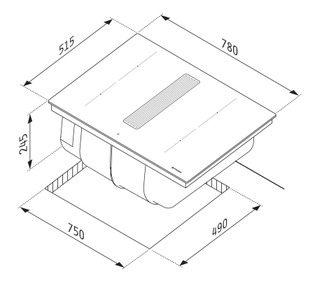 Ansamblu Plita pe inductie cu hota incorporata, sticla neagra, 3000W, 4 + 1 Boost, absorbtie 580 m³/h, clasa A, filtre aluminiu, negru, Made in Italy, PYRAMIS [2]