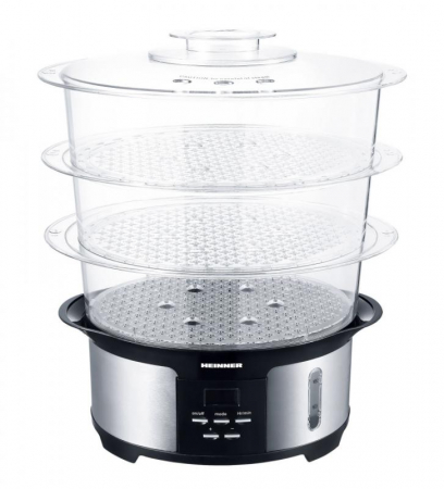 Casa & Gradina - Aparat de gatit cu aburi, capacitate 12L, 3 boluri, 1000W, Heinner HSA-1000XMC
