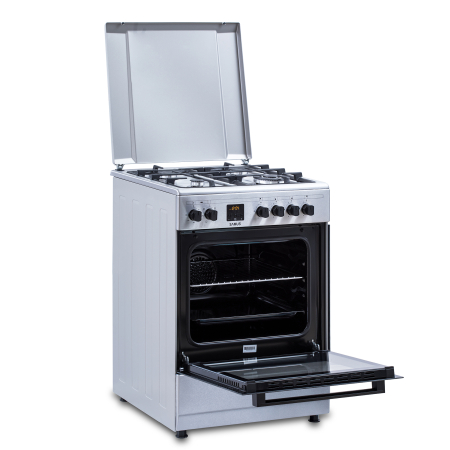 Aragaz mixt, 4 arzatoare gaz, aprindere electrica, lumina, cuptor electric, grill, timer, cuptor 56L, 7 functii, INOX, SAMUS [2]