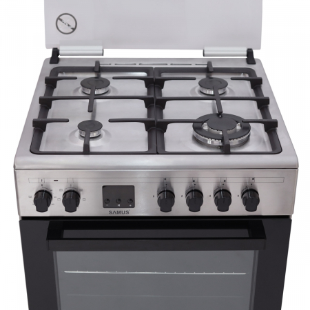Aragaz cu 4 zone de gatit pe gaz, cuptor electric, INOX, Samus SM663AENS [1]