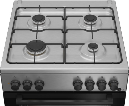 Aragaz cu cuptor electric, 4 arzatoare, aprindere electrica, 6 functii, booster, timer, grill, ventilatie, Inox, BEKO [1]