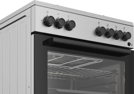 Aragaz cu cuptor electric, 4 arzatoare, aprindere electrica, 6 functii, booster, timer, grill, ventilatie, Inox, BEKO [2]