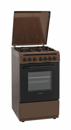 Aragazuri - cuptor electric - Aragaz cu cuptor electric, 4 arzatoare gaz, 50 x 60 cm, aprindere electrica, lumina, ventilatie, grill, timer, 6 functii, Maro, HEINNER