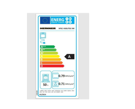 Aragaz cu cuptor electric, 4 arzatoare gaz, 50 x 60 cm, aprindere electrica, lumina, ventilatie, grill, timer, 6 functii, Negru, HEINNER [2]