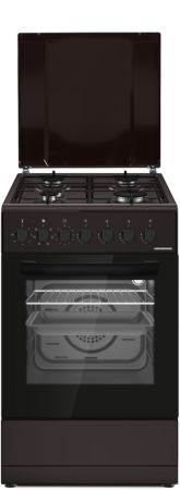 Aragazuri - cuptor electric - Aragaz cu cuptor electric, 4 arzatoare gaz, 50 x 60 cm, duze GPL, aprindere electrica, lumina, ventilatie, grill, timer, 6 functii, Maro, HEINNER