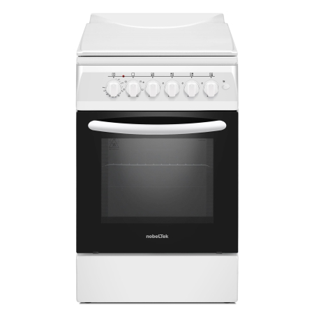 Aragaz cu cuptor electric, 4 arzatoare gaz, aprindere electrica, ventilator, lumina cuptor, Alb, NOBELTEK [1]