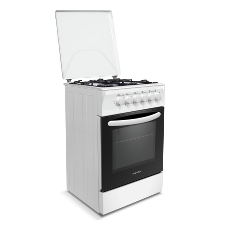 Aragaz cu cuptor electric, 4 arzatoare gaz, aprindere electrica, ventilator, lumina cuptor, Alb, NOBELTEK [3]