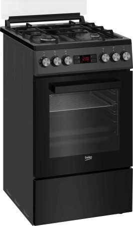 Aragaz cu cuptor electric, 4 arzatoare gaz, convectie 3D, clasa A, timer, grill, lumina, 50 x 60 cm, Antracit, BEKO [1]