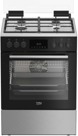 Casa & Gradina - Aragaz cu cuptor electric, 4 arzatoare gaz, gatire 3D, 8 functii gatire, Autocuratare Catalitica, aprindere electrica, Inox, BEKO