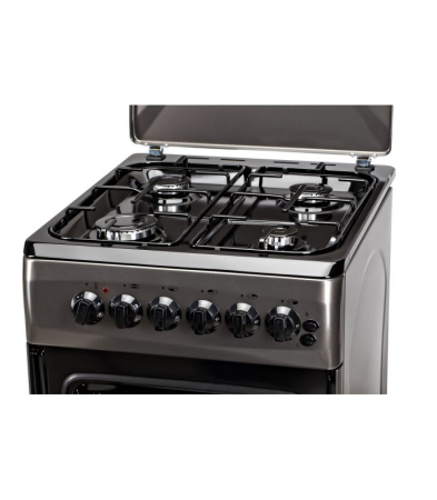 Aragaz cu cuptor electric, 4 arzatoare, siguranta, aprindere electrica, grill, iluminare, 50 x 60 cm, 2 in 1, GPL+GN, Gri, LDK [3]