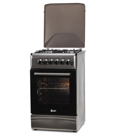 Aragazuri - cuptor electric - Aragaz cu cuptor electric, 4 arzatoare, siguranta, aprindere electrica, grill, iluminare, 50 x 60 cm, 2 in 1, GPL+GN, Gri, LDK