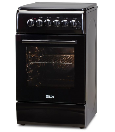 Aragaz cu cuptor electric, 4 arzatoare, siguranta, aprindere electrica, ventilatie, grill, convectie, iluminare, 50 x 60 cm, 2 in 1, GPL+GN, Negru, LDK [2]