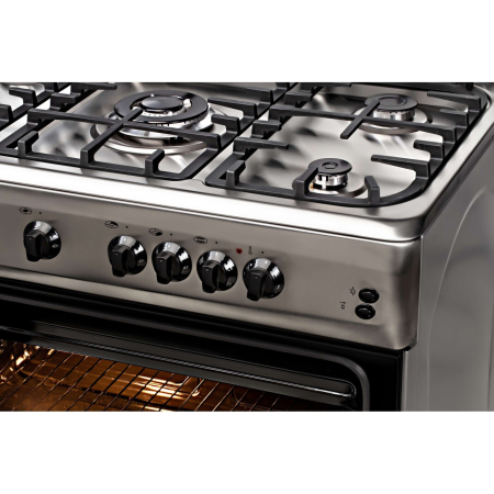 Aragaz cu cuptor electric, 5 arzatoare gaz, gratare fonta, 90 x 60 cm, ventilatie dubla, aprindere electrica, iluminare, Inox, LDK [2]