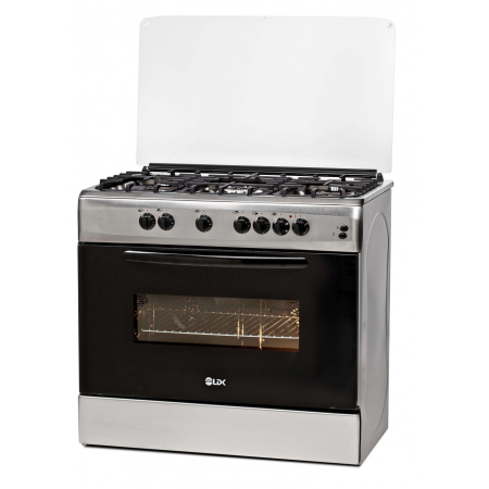Casa & Gradina - Aragaz cu cuptor electric, 5 arzatoare gaz, gratare fonta, 90 x 60 cm, ventilatie dubla, aprindere electrica, iluminare, Inox, LDK