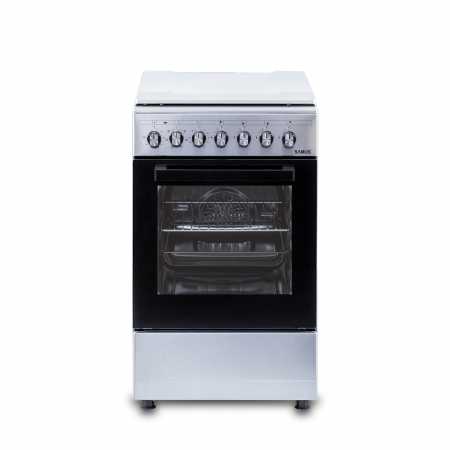 Aragaz cu cuptor electric, 7 functii, capacitate 43 L, 4 arzatoare gaz, grill, aprindere electrica, gratare din fonta, Inox, Samus [5]