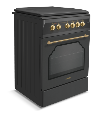 Aragaz cu cuptor electric, rustic, 4 arzatoare gaz, aprindere electrica, gratare fonta, lumina, GPL, Negru, NOBELTEK [3]