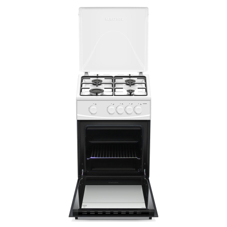 Casa & Gradina - Aragaz cu cuptor pe gaz, 4 arzatoare, 50 x 50 cm, 2 in 1, Gpl + GN, cuptor 52 L, Alb, ALBATROS