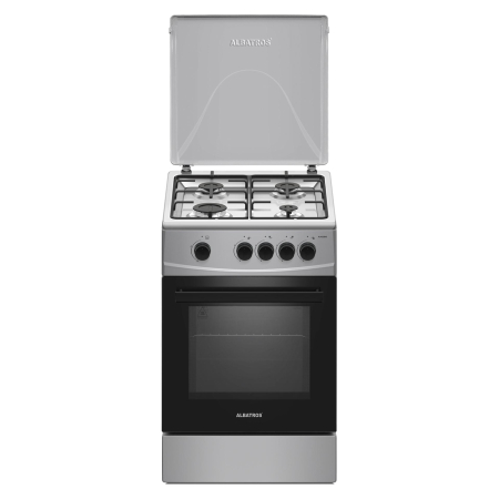 Aragazuri - cuptor gaz - Aragaz cu cuptor pe gaz, 4 arzatoare, 50 x 50 cm, 2 in 1, Gpl + GN, cuptor 52 L, Inox, ALBATROS