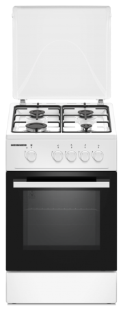 Aragazuri - cuptor gaz - Aragaz cu cuptor pe gaz, 4 arzatoare, 50 x 50 cm, duze GPL, siguranta plita si cuptor, Alb, HEINNER