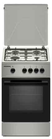 Aragazuri - cuptor gaz - Aragaz cu cuptor pe gaz, 4 arzatoare, 50 x 50 cm, duze GPL, siguranta plita si cuptor, Argintiu, HEINNER