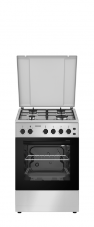 Casa & Gradina - Aragaz cu cuptor pe gaz, 4 arzatoare, 50 x 55 cm, duze GPL, aprindere electrica, timer, lumina, grill, siguranta plita si cuptor, Argintiu, HEINNER